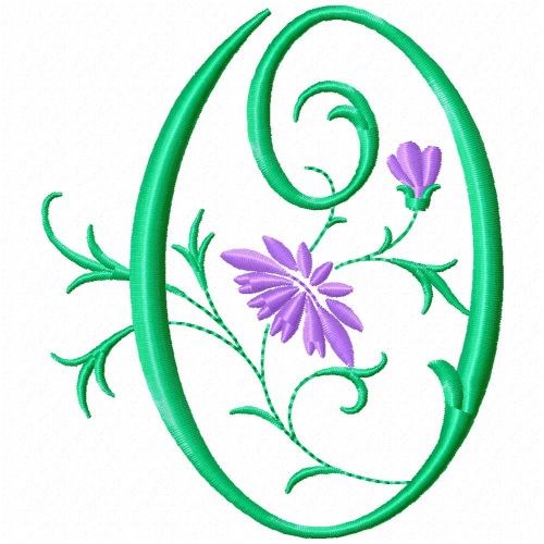 Monogram Flower O Machine Embroidery Design