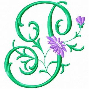 Picture of Monogram Flower P Machine Embroidery Design
