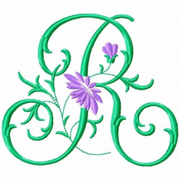 Picture of Monogram Flower R Machine Embroidery Design