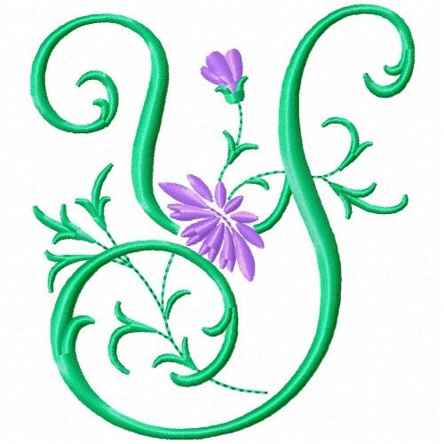 Monogram Flower Y Machine Embroidery Design