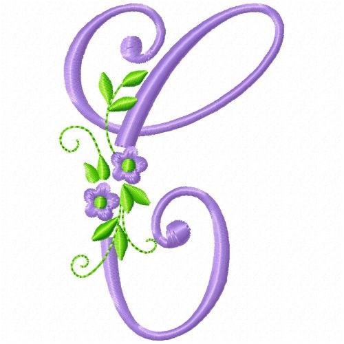 Monogram Flower C Machine Embroidery Design