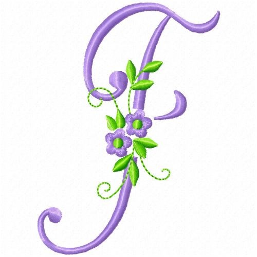 Monogram Flower F Machine Embroidery Design