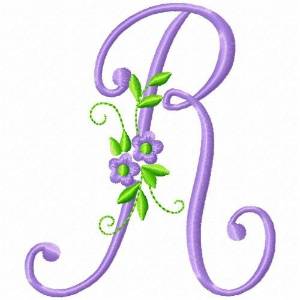 Picture of Monogram Flower R Machine Embroidery Design