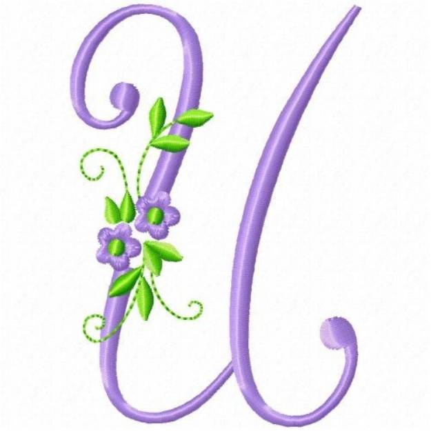 Picture of Monogram Flower U Machine Embroidery Design