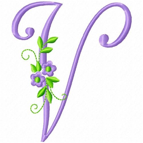Monogram Flower V Machine Embroidery Design