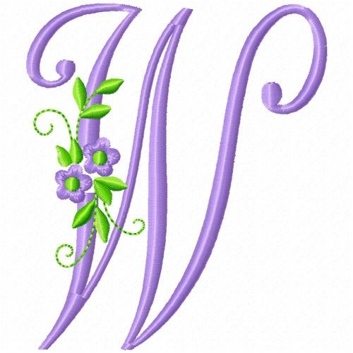 Monogram Flower W Machine Embroidery Design