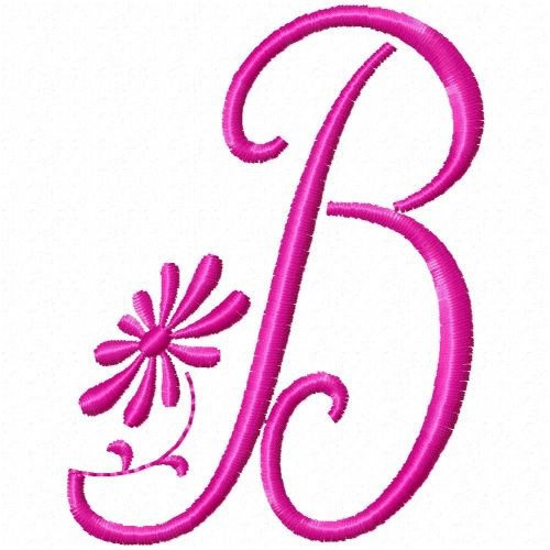 Monogram Pink B Machine Embroidery Design