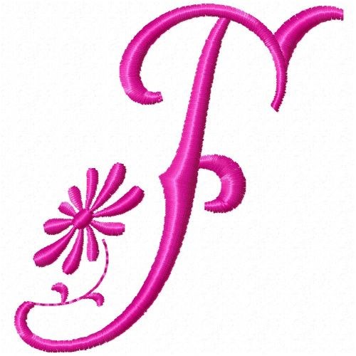 Monogram Pink F Machine Embroidery Design