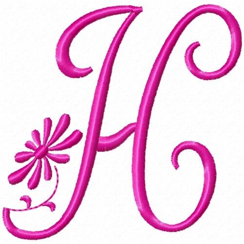 Monogram Pink H Machine Embroidery Design
