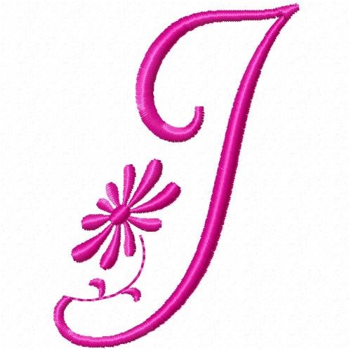Monogram Pink J Machine Embroidery Design