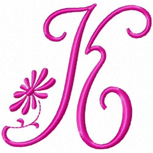 Monogram Pink K Machine Embroidery Design