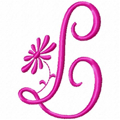 Monogram Pink L Machine Embroidery Design
