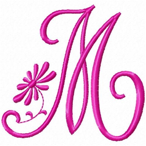 Monogram Pink M Machine Embroidery Design