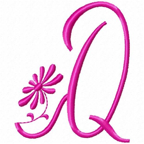 Monogram Pink Q Machine Embroidery Design