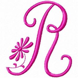 Picture of Monogram Pink R Machine Embroidery Design