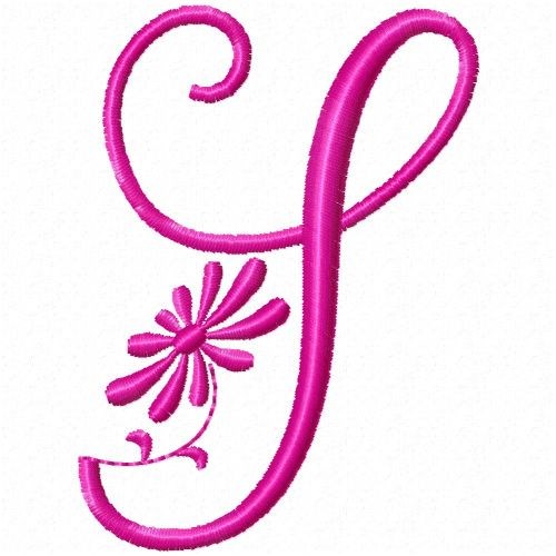 Monogram Pink S Machine Embroidery Design