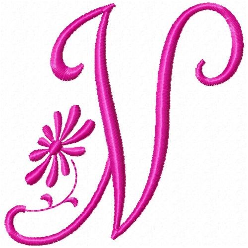 Monogram Pink V Machine Embroidery Design