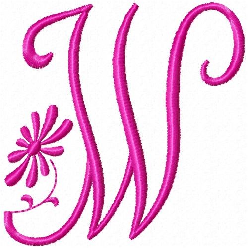 Monogram Pink W Machine Embroidery Design