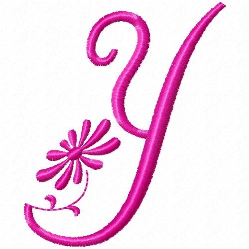 Monogram Pink Y Machine Embroidery Design