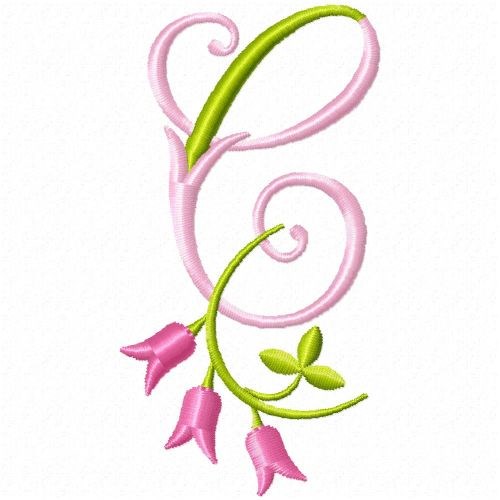 Monogram Pink Bloom C Machine Embroidery Design
