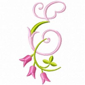 Picture of Monogram Pink Bloom E Machine Embroidery Design