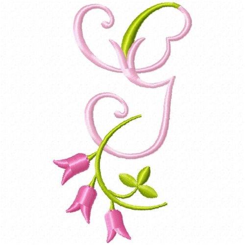 Monogram Pink Bloom G Machine Embroidery Design
