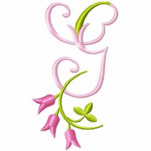 Picture of Monogram Pink Bloom G Machine Embroidery Design