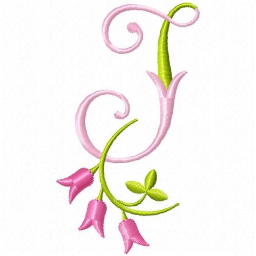 Monogram Pink Bloom J Machine Embroidery Design