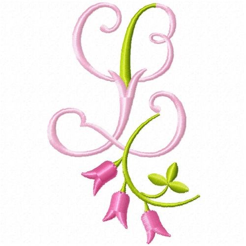 Monogram Pink Bloom L Machine Embroidery Design