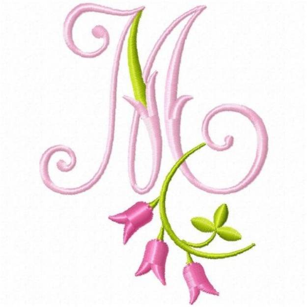 Picture of Monogram Pink Bloom M Machine Embroidery Design