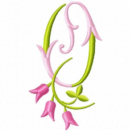 Monogram Pink Bloom O Machine Embroidery Design