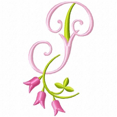 Monogram Pink Bloom P Machine Embroidery Design