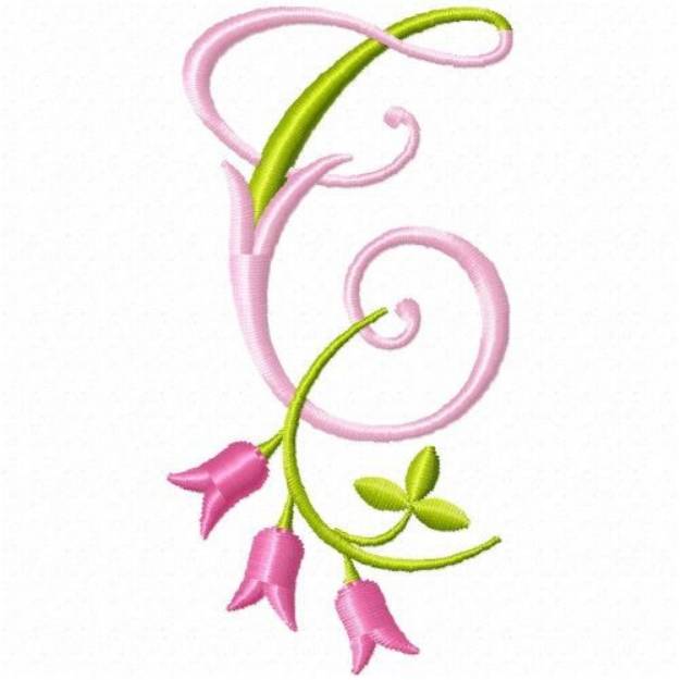 Picture of Monogram Pink Bloom T Machine Embroidery Design