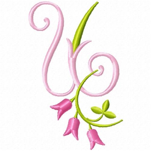 Monogram Pink Bloom U Machine Embroidery Design