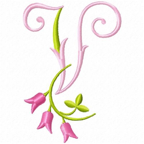 Monogram Pink Bloom V Machine Embroidery Design