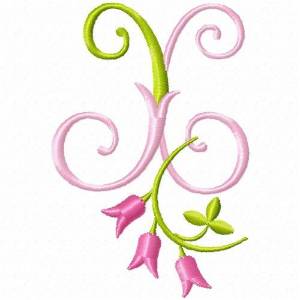 Picture of Monogram Pink Bloom X Machine Embroidery Design