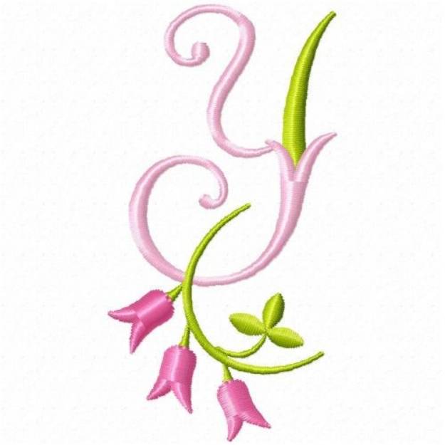 Monogram Pink Bloom Y Machine Embroidery Design