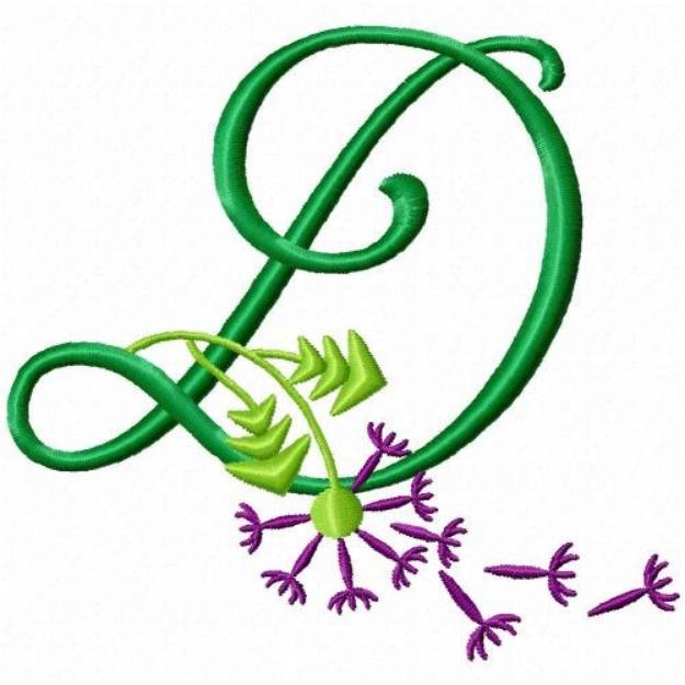 Picture of Monogram Bloom D Machine Embroidery Design