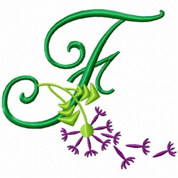 Picture of Monogram Bloom F Machine Embroidery Design