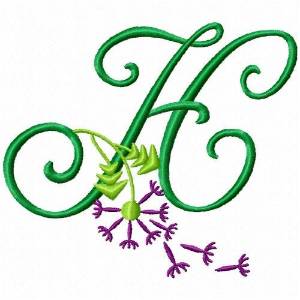 Picture of Monogram Bloom H Machine Embroidery Design