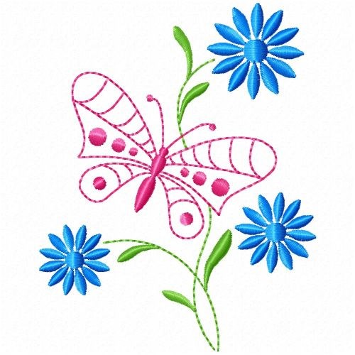 Spring Butterfly Machine Embroidery Design