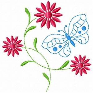 Picture of Springtime Butterfly Machine Embroidery Design