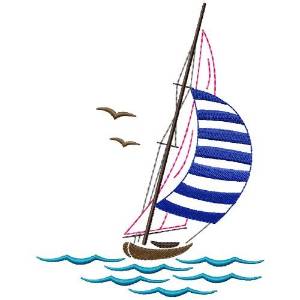 Picture of Striped Sailing Machine Embroidery Design