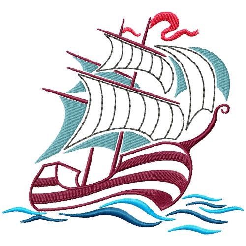 Plymouth Ship Machine Embroidery Design
