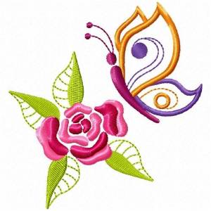 Picture of Rose Butterfly Machine Embroidery Design