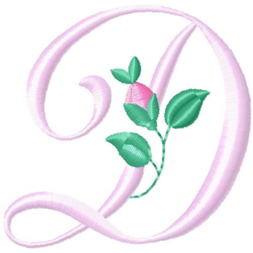 Rose Monogram D Machine Embroidery Design