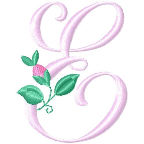 Rose Monogram E Machine Embroidery Design