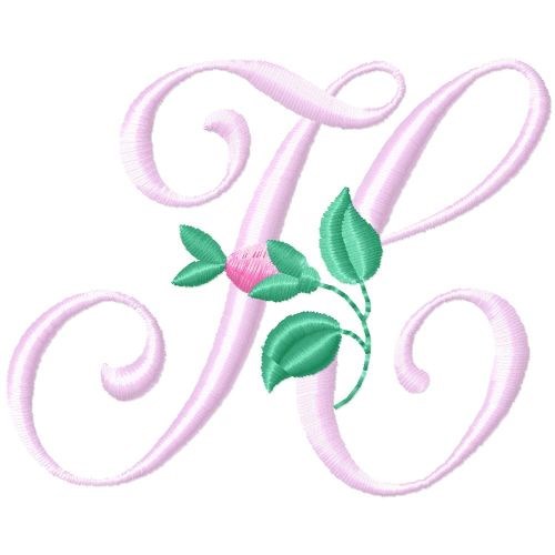 Rose Monogram H Machine Embroidery Design
