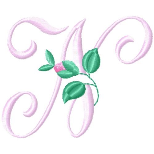Rose Monogram N Machine Embroidery Design