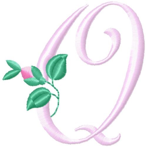 Rose Monogram Q Machine Embroidery Design
